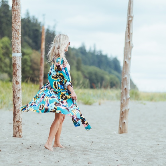 Birds of Paradise ~ Duster Kimono ~ Blue Beach - Picture 4 of 4